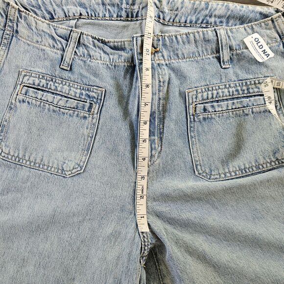 Old Navy Jeans Womens 14 Blue Denim Medium Wash High Rise Baggy Wide Leg NEW - Picture 6 of 8